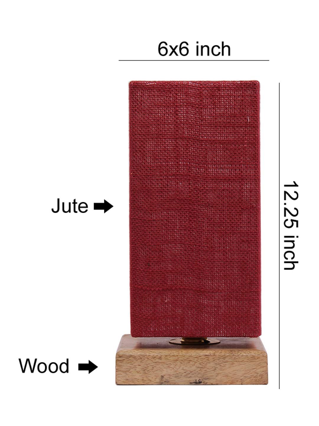 Maroon Jute Shade with Square Wood Base