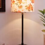Multicolor Cotton Shade lamp with Black Base