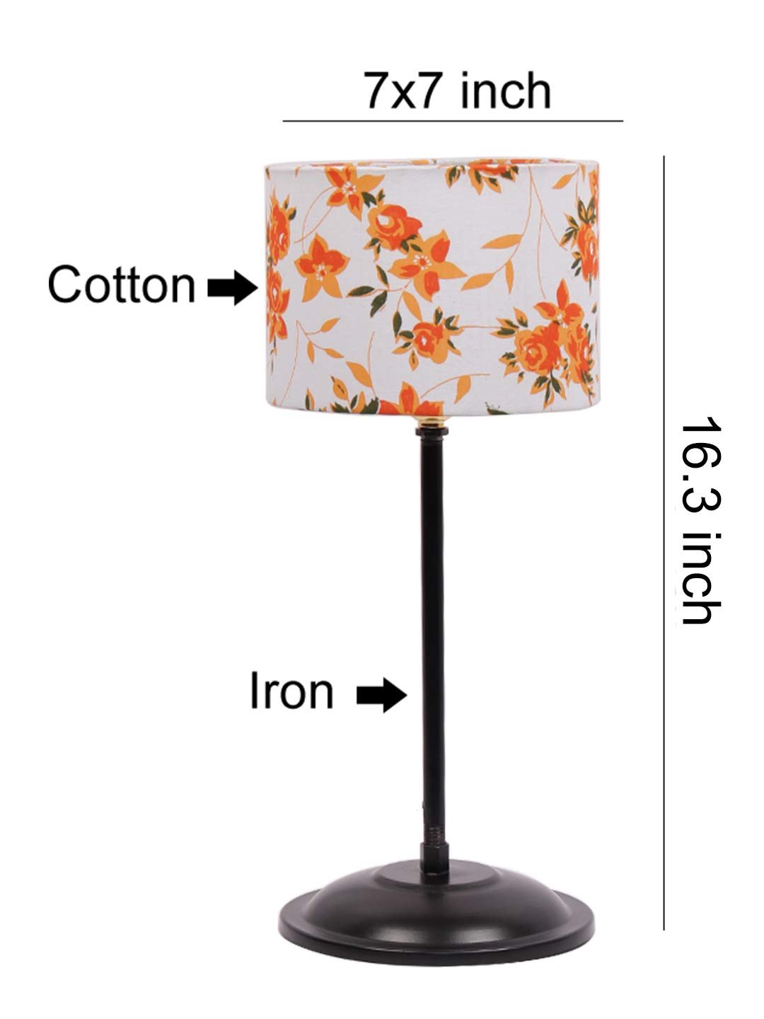 Multicolor Cotton Shade lamp with Black Base