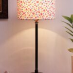 Multicolor Cotton Shade lamp with Black Base