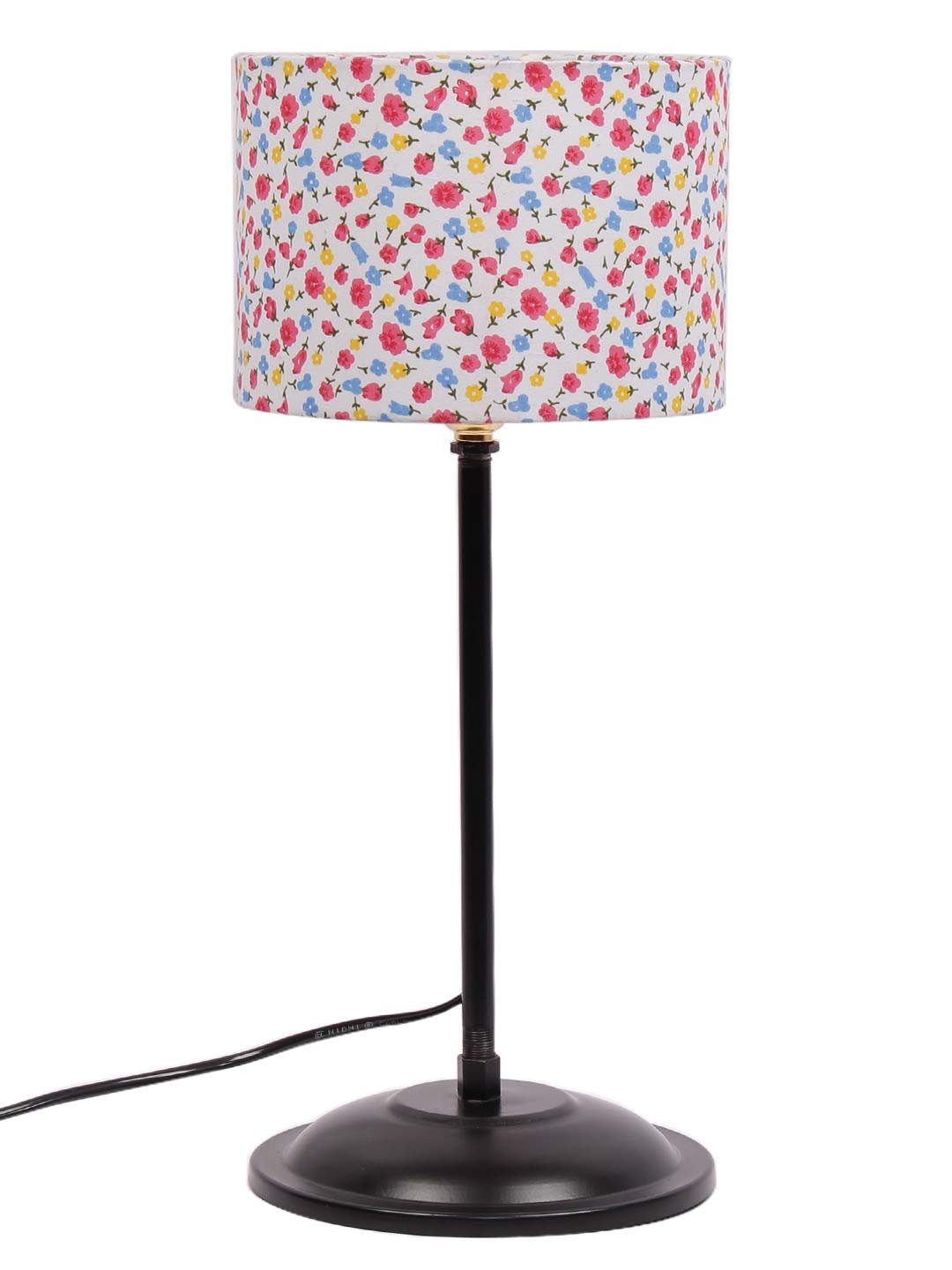 Multicolor Cotton Shade lamp with Black Base