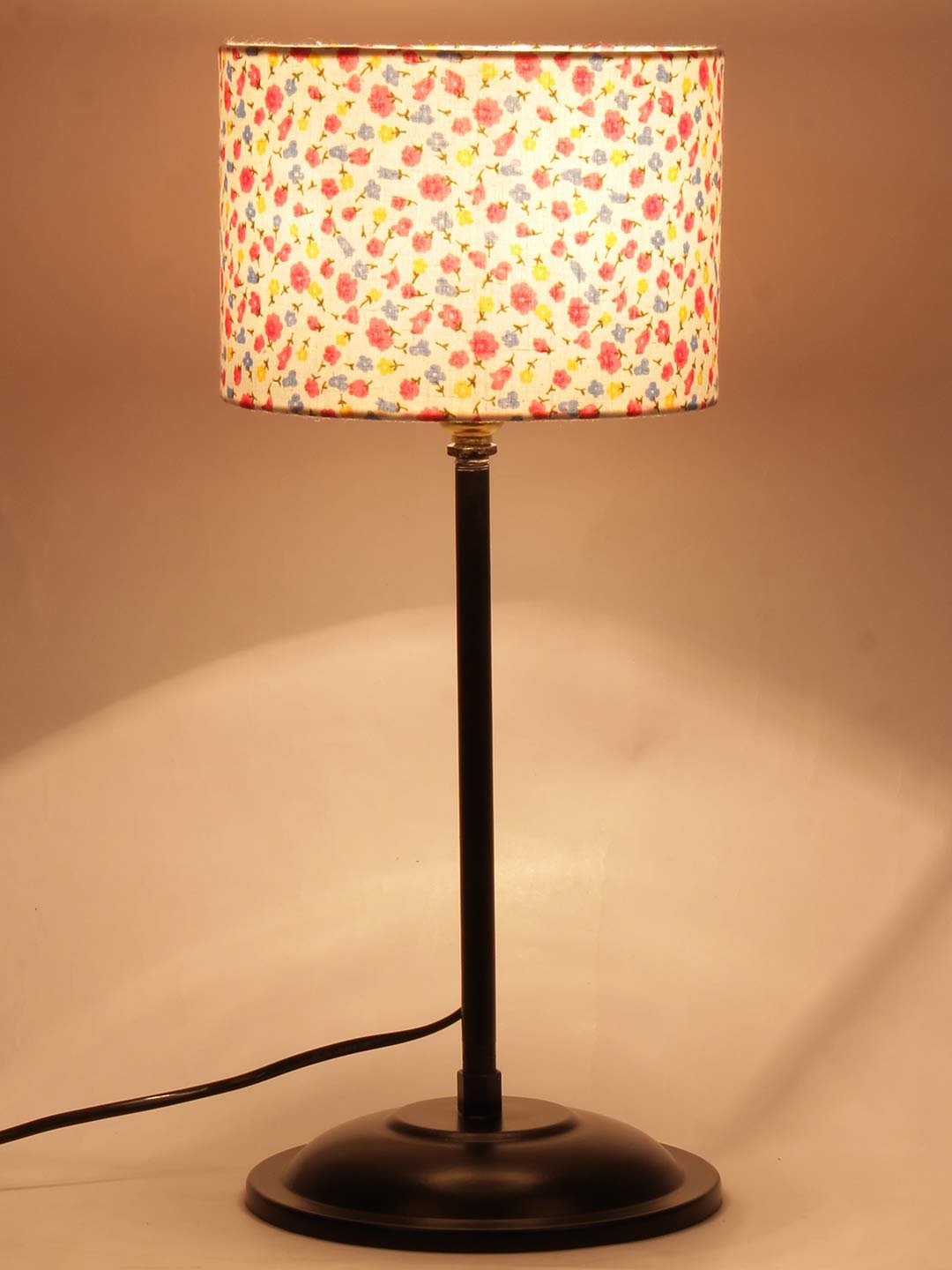 Multicolor Cotton Shade lamp with Black Base