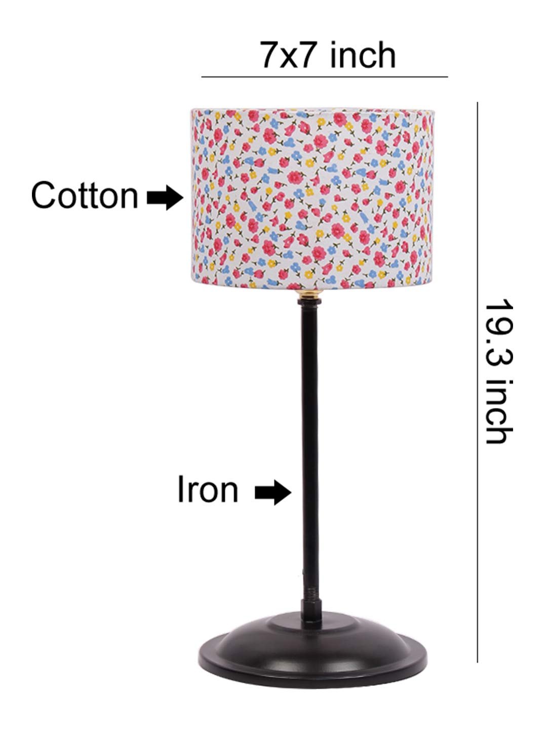 Multicolor Cotton Shade lamp with Black Base