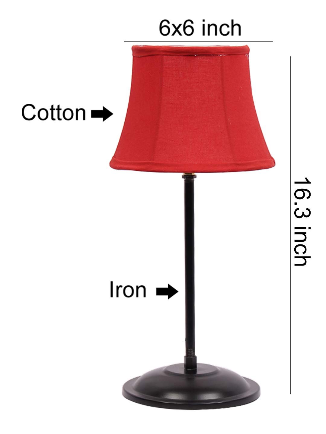 Red Cotton Shade lamp with Black Base