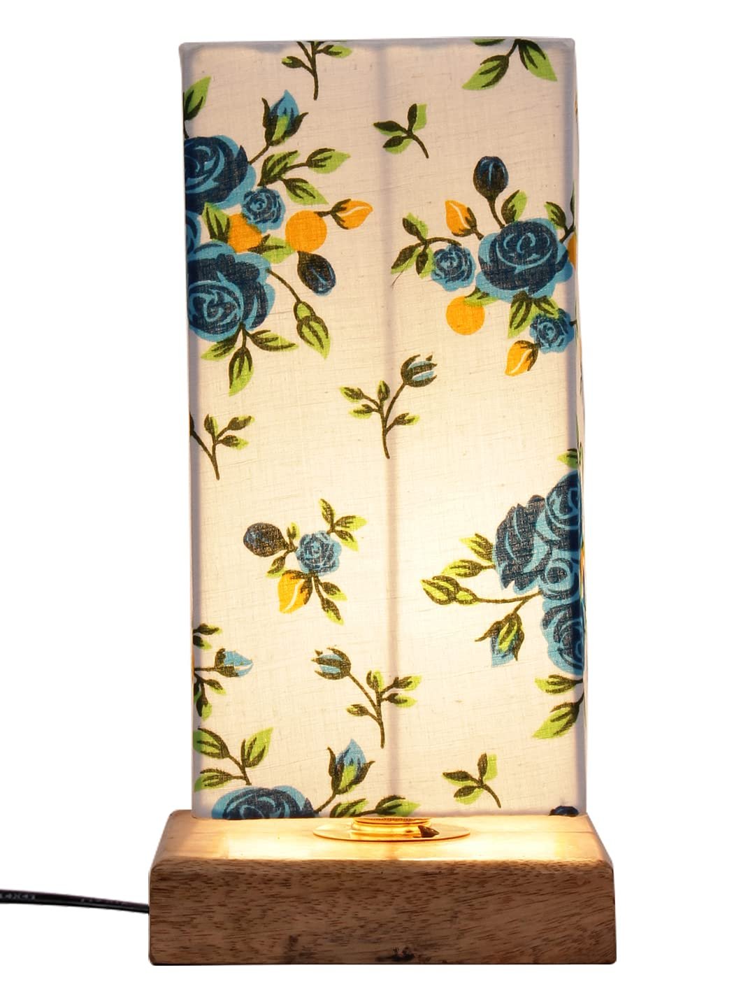 Multicolor Cotton Shade with Square Wood Base