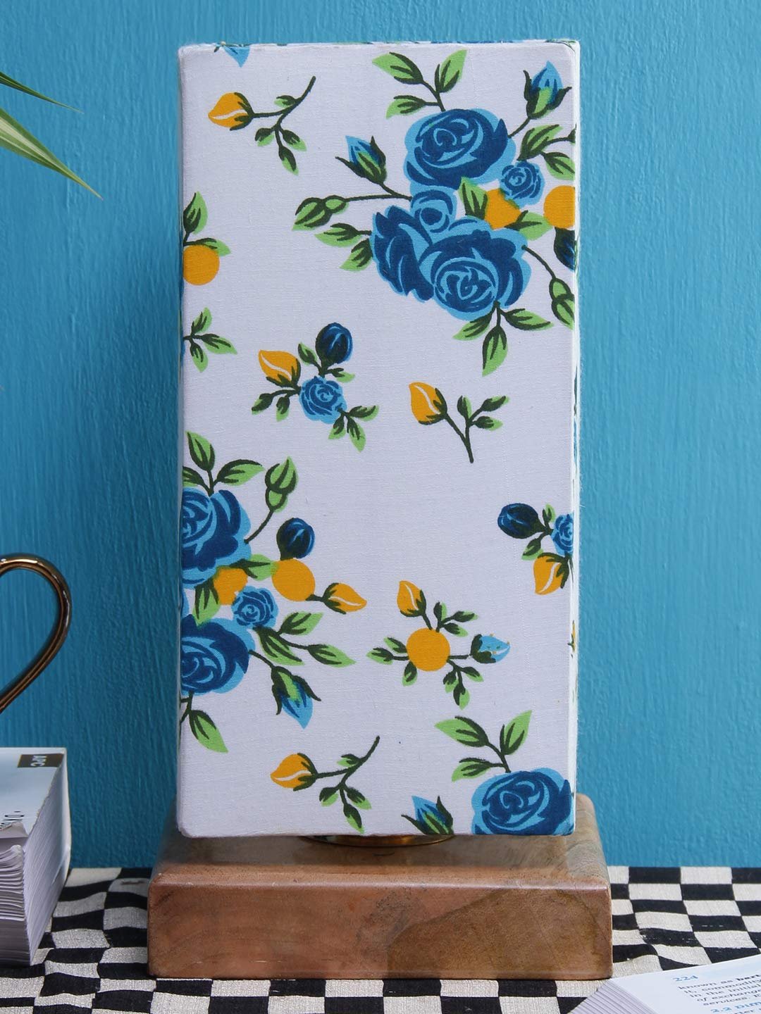 Multicolor Cotton Shade with Square Wood Base