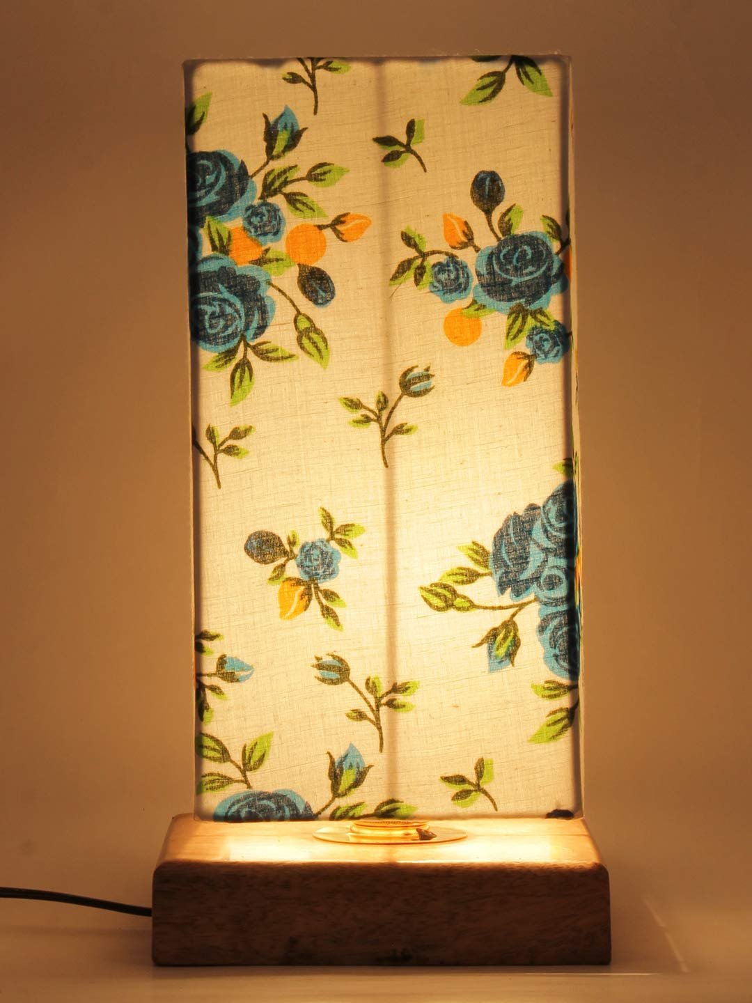 Multicolor Cotton Shade with Square Wood Base