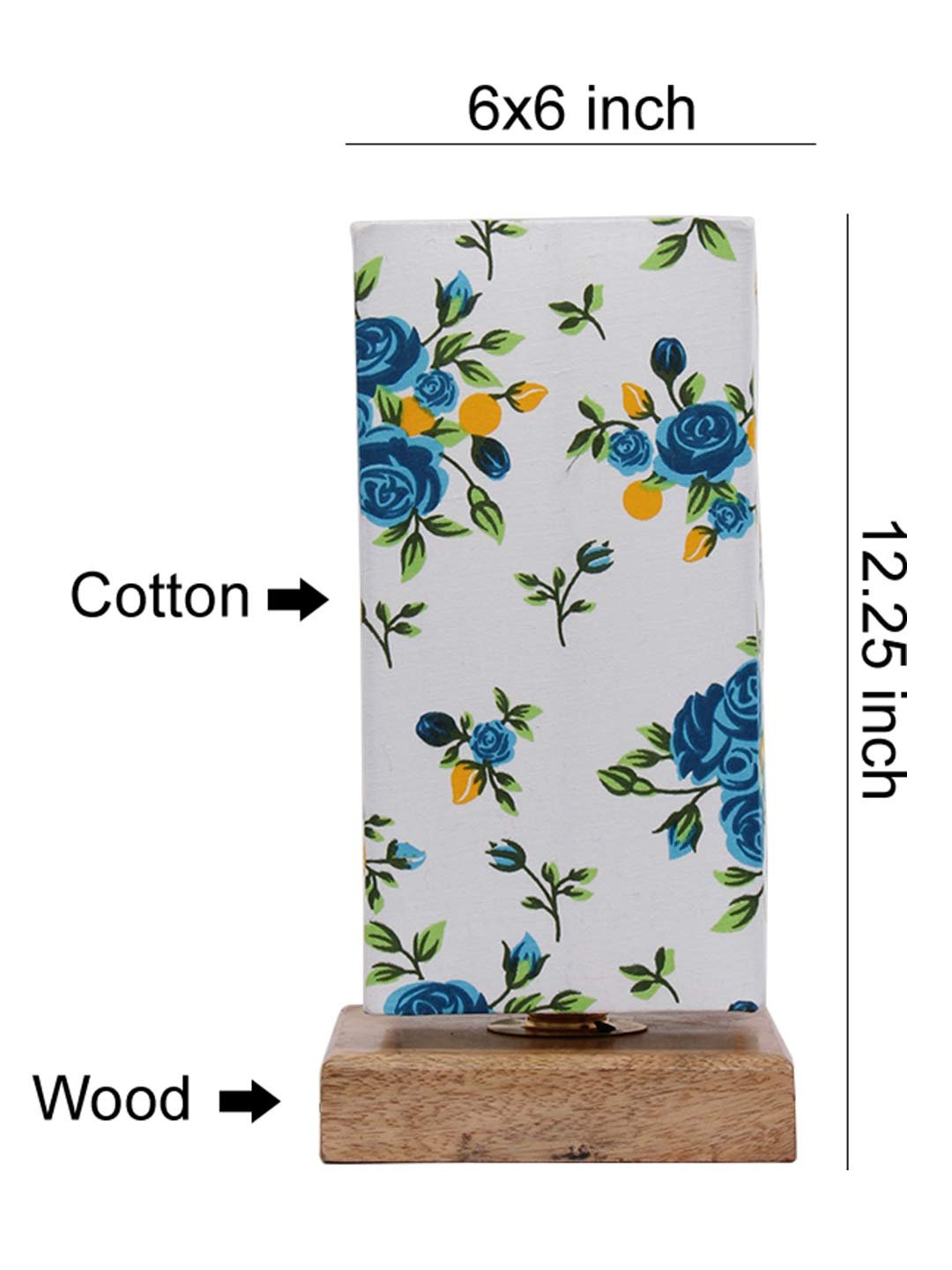 Multicolor Cotton Shade with Square Wood Base