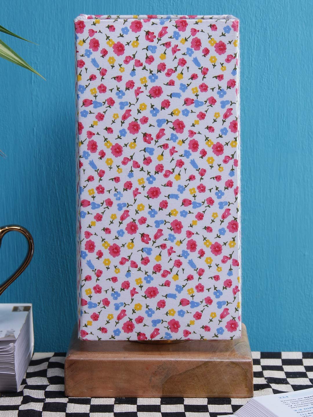 Multicolor Cotton Shade with Square Wood Base