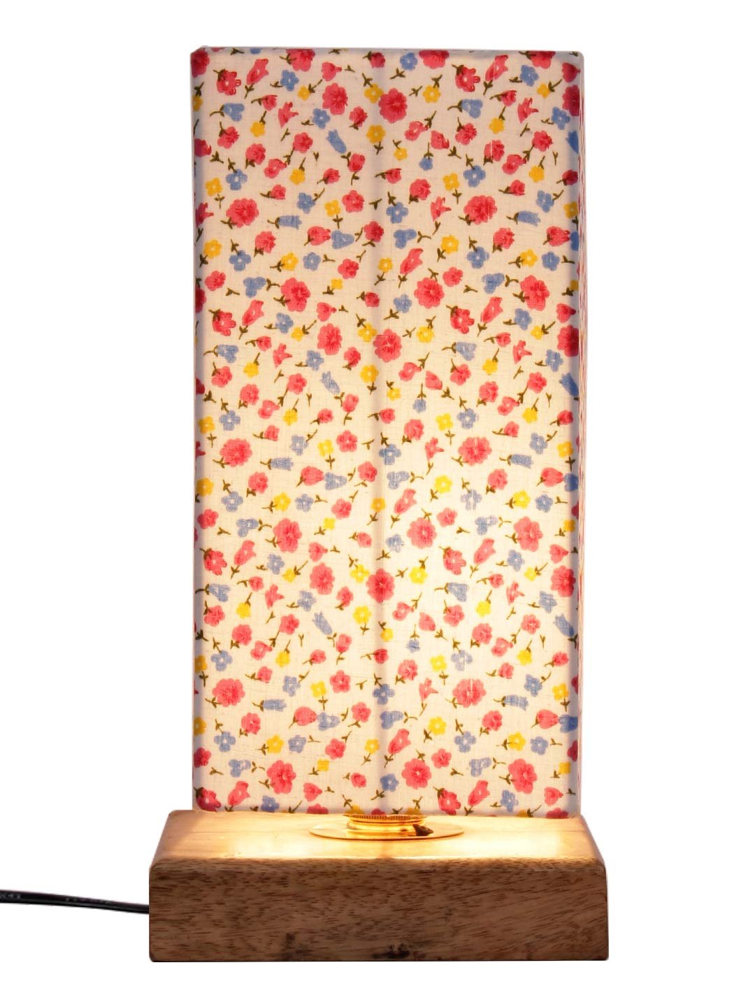 Multicolor Cotton Shade with Square Wood Base