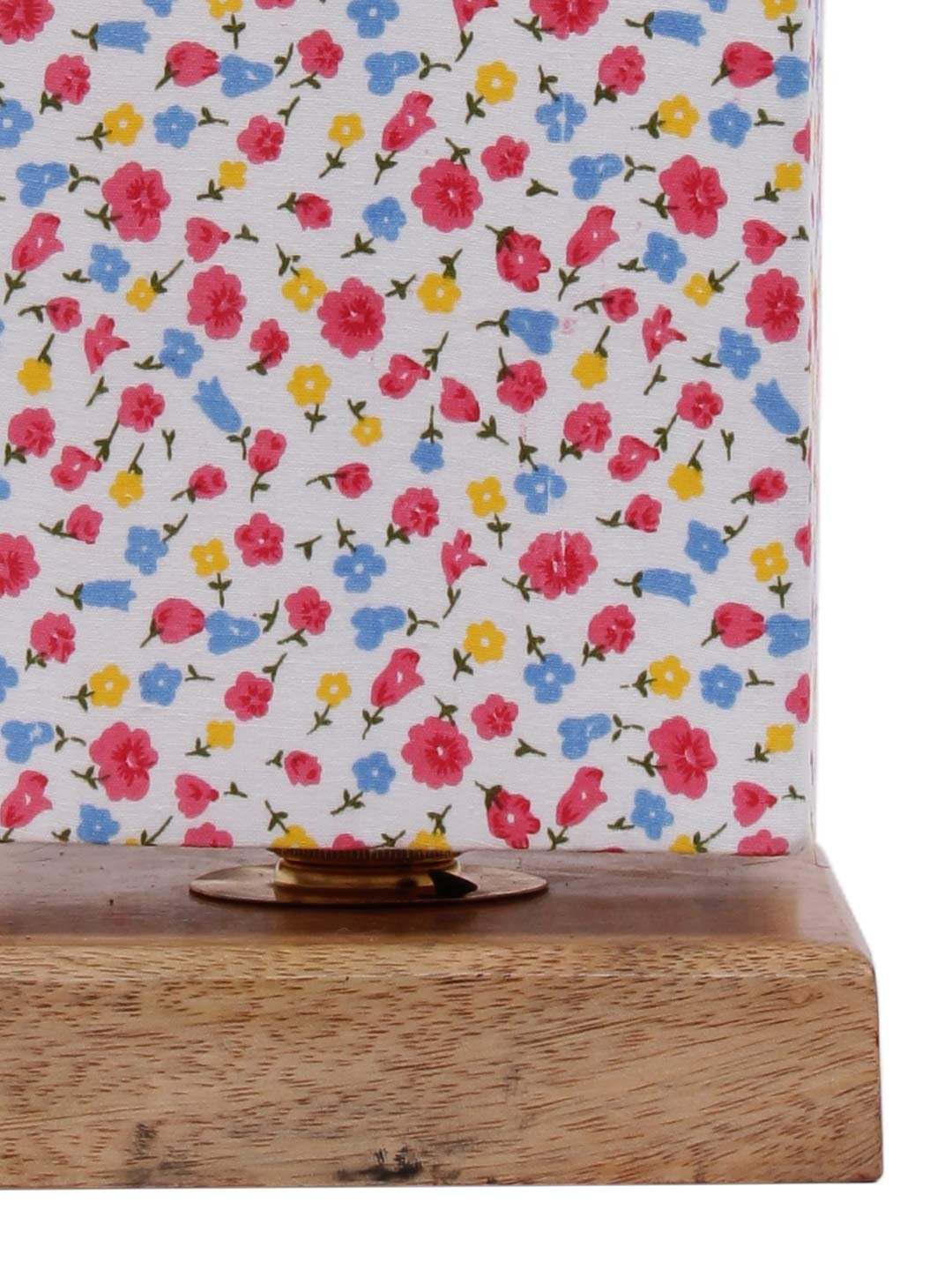 Multicolor Cotton Shade with Square Wood Base