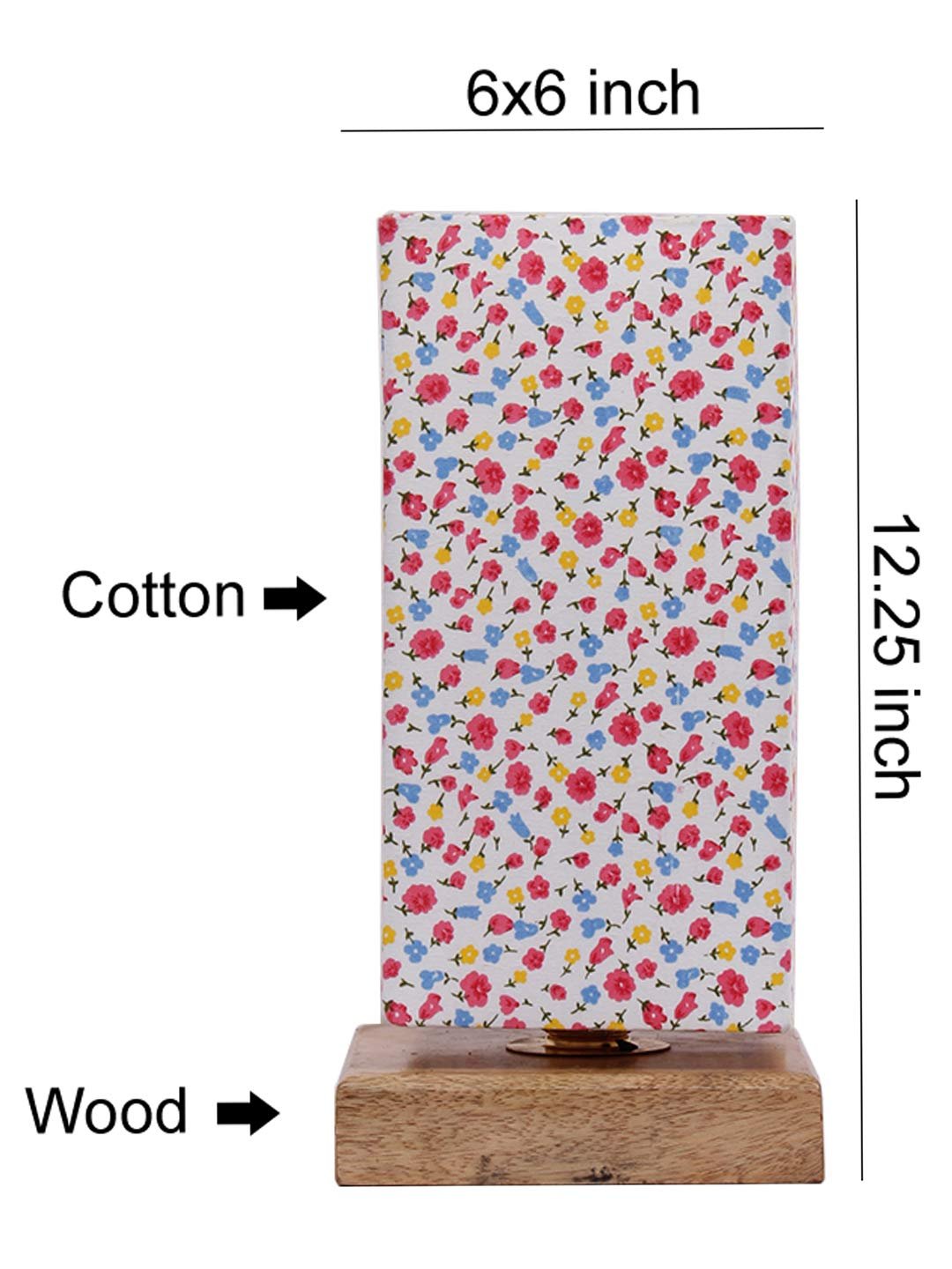 Multicolor Cotton Shade with Square Wood Base