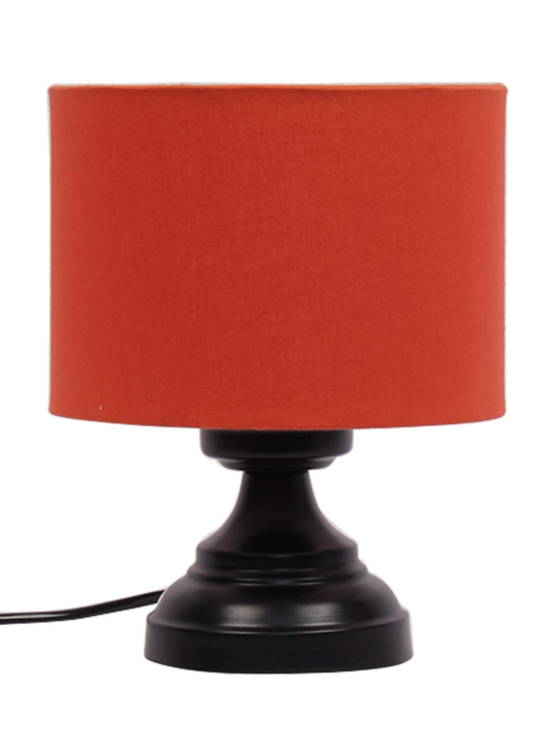Orange Cotton Shade lamp with Black Base