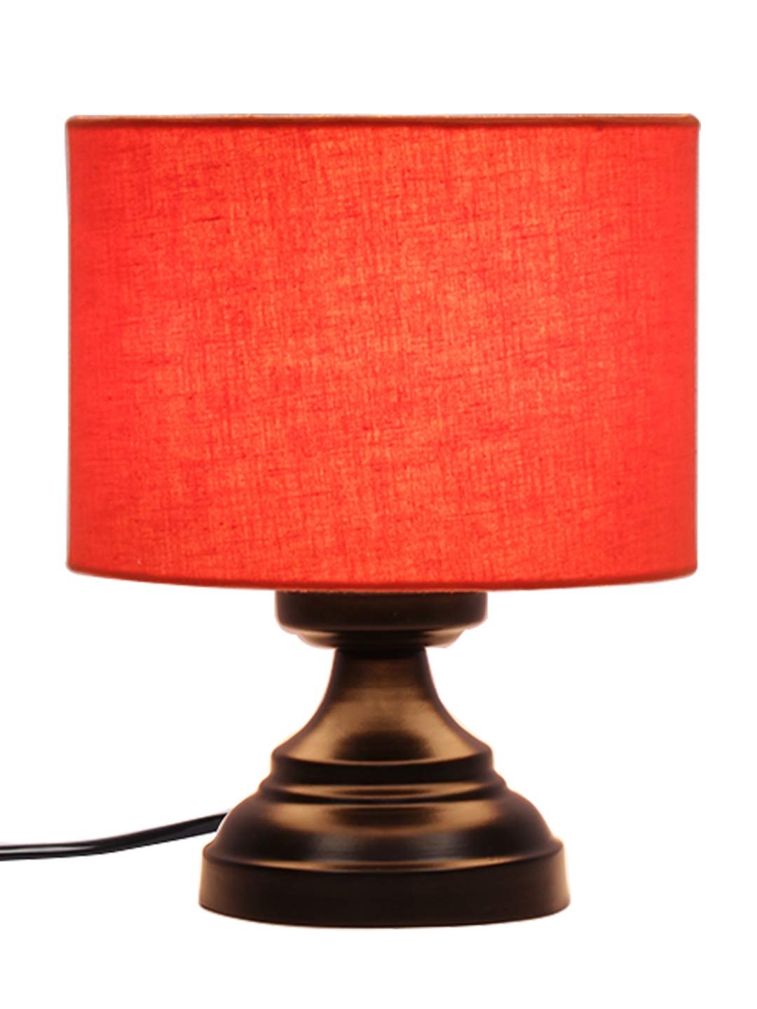 Orange Cotton Shade lamp with Black Base