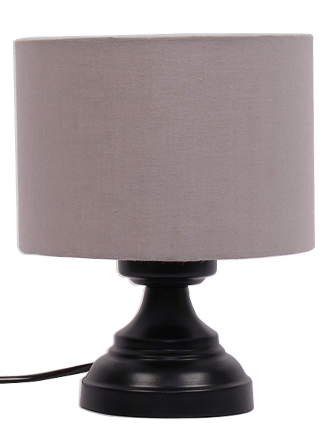 Grey Cotton Shade lamp with Black Base