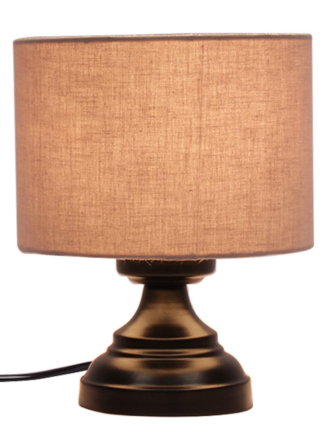 Grey Cotton Shade lamp with Black Base