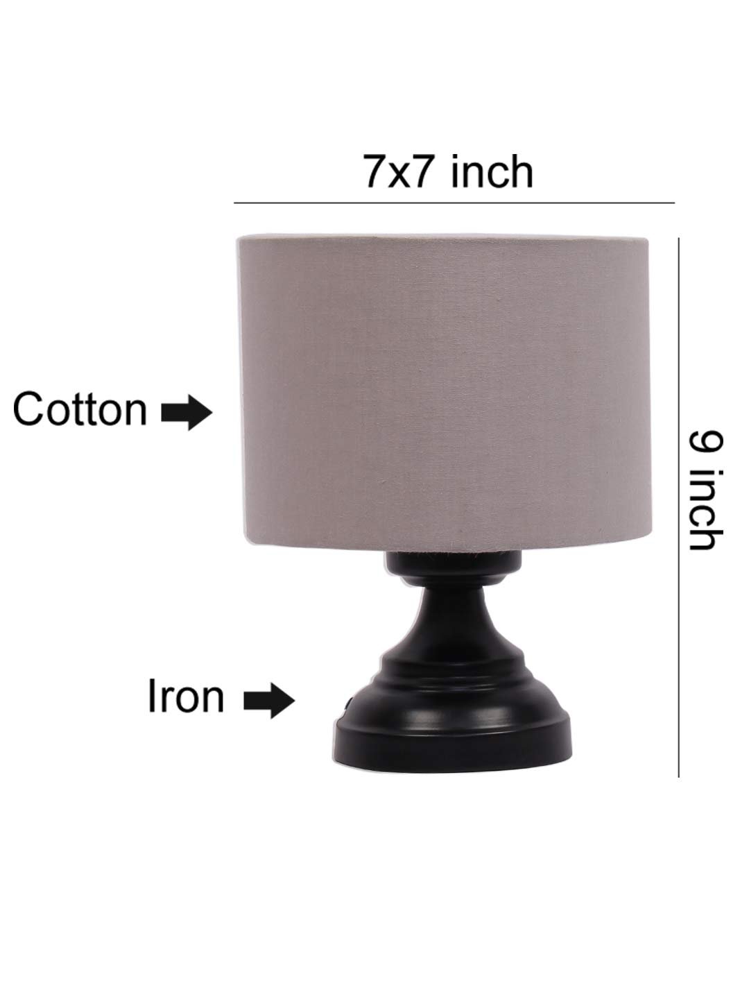 Grey Cotton Shade lamp with Black Base