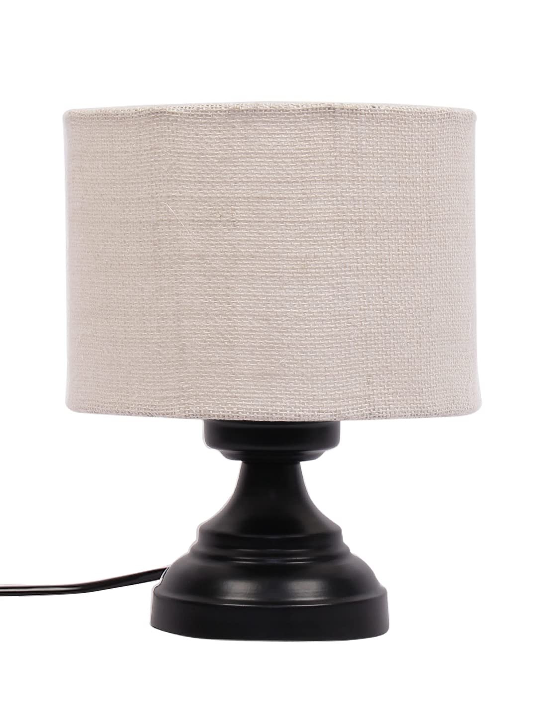White Jute Shade lamp with Black Base
