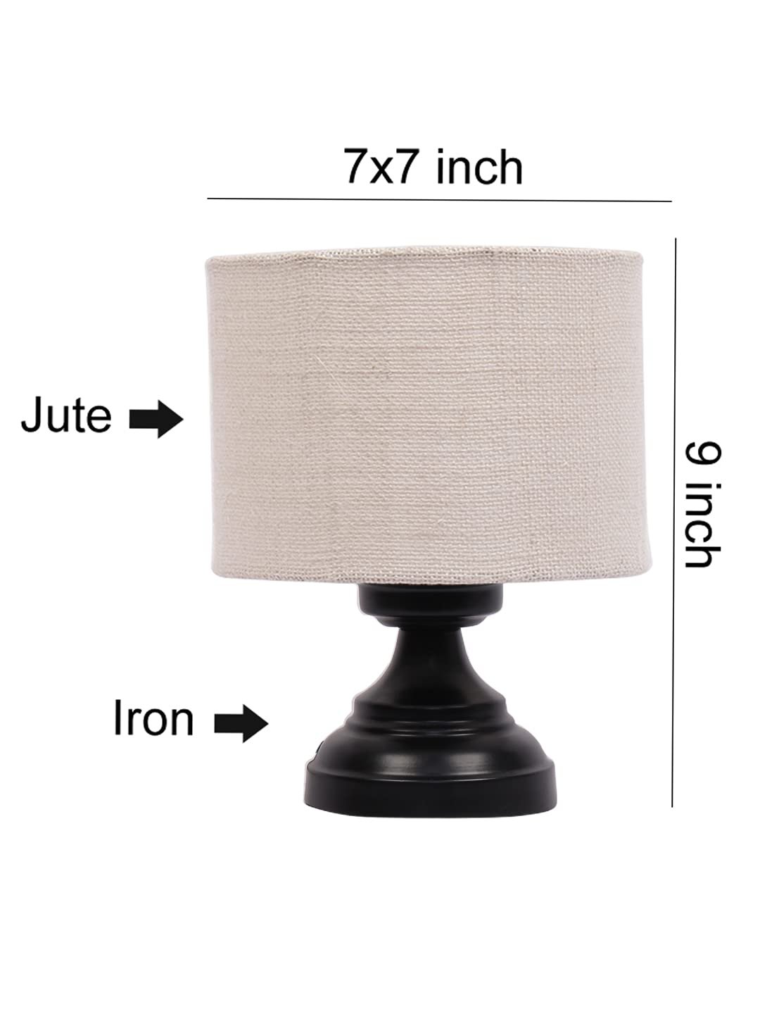 White Jute Shade lamp with Black Base
