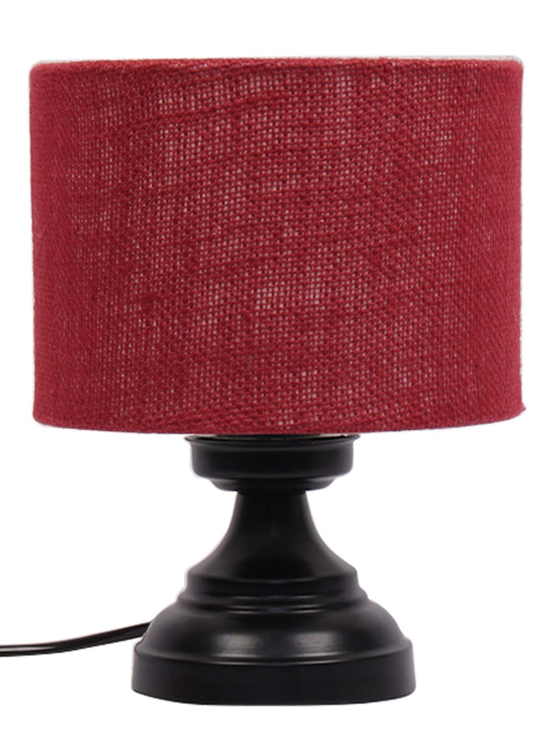 Maroon Jute Shade lamp with Black Base