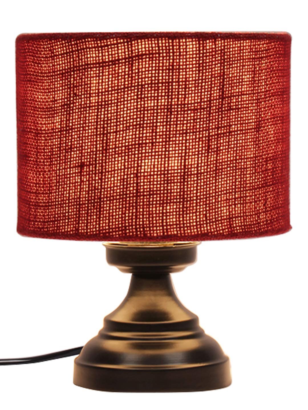 Maroon Jute Shade lamp with Black Base