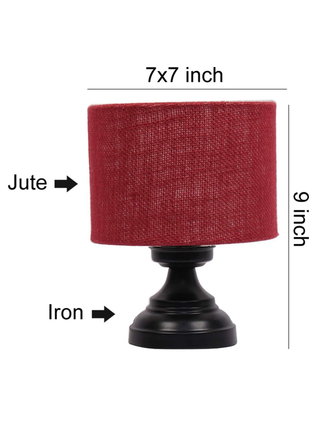 Maroon Jute Shade lamp with Black Base