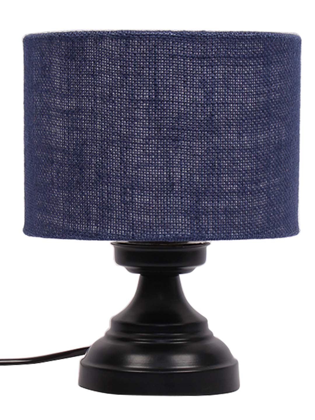 Blue Jute Shade lamp with Black Base