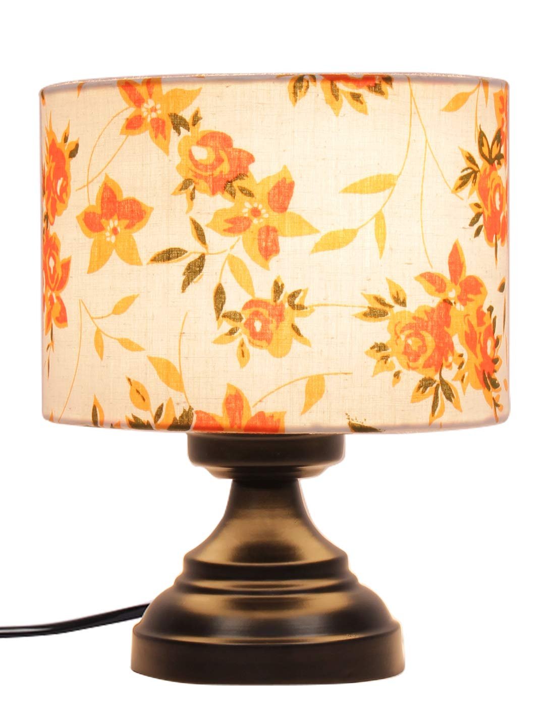 Multicolor Cotton Shade lamp with Black Base