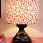 Multicolor Cotton Shade lamp with Black Base
