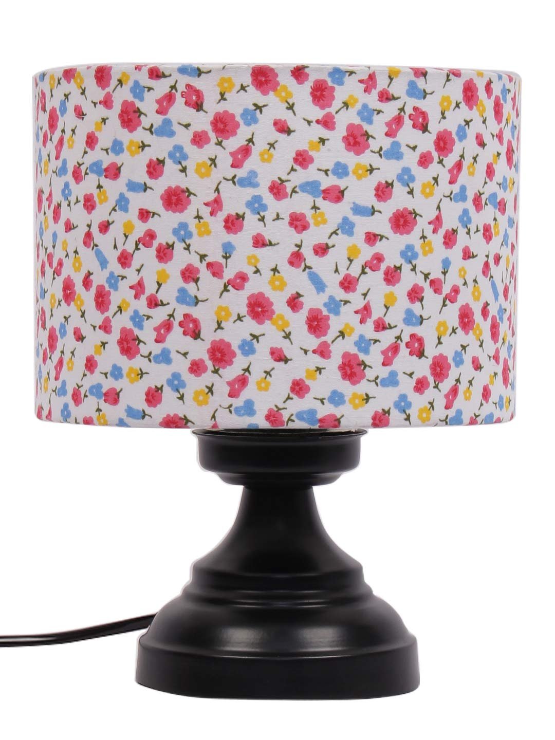 Multicolor Cotton Shade lamp with Black Base