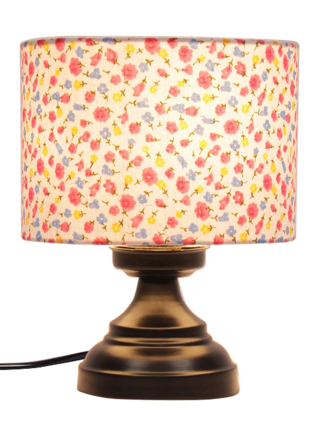 Multicolor Cotton Shade lamp with Black Base
