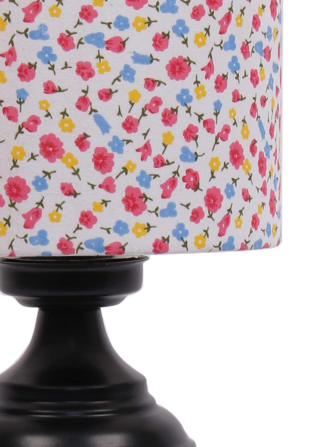 Multicolor Cotton Shade lamp with Black Base