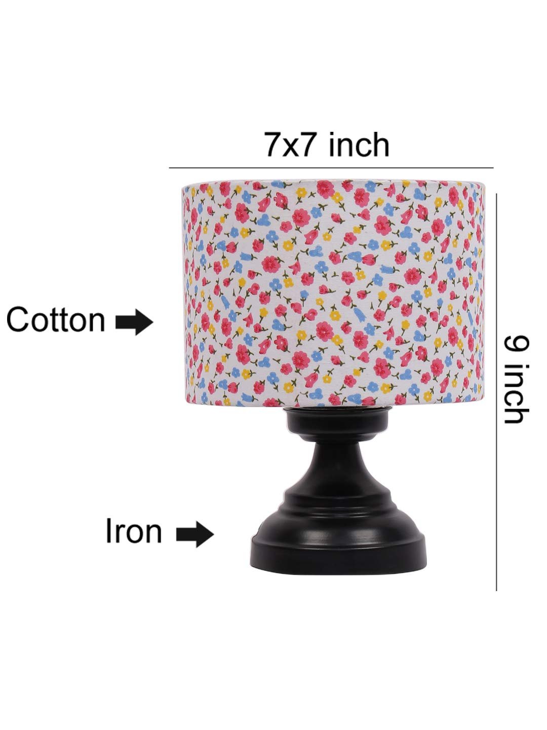 Multicolor Cotton Shade lamp with Black Base