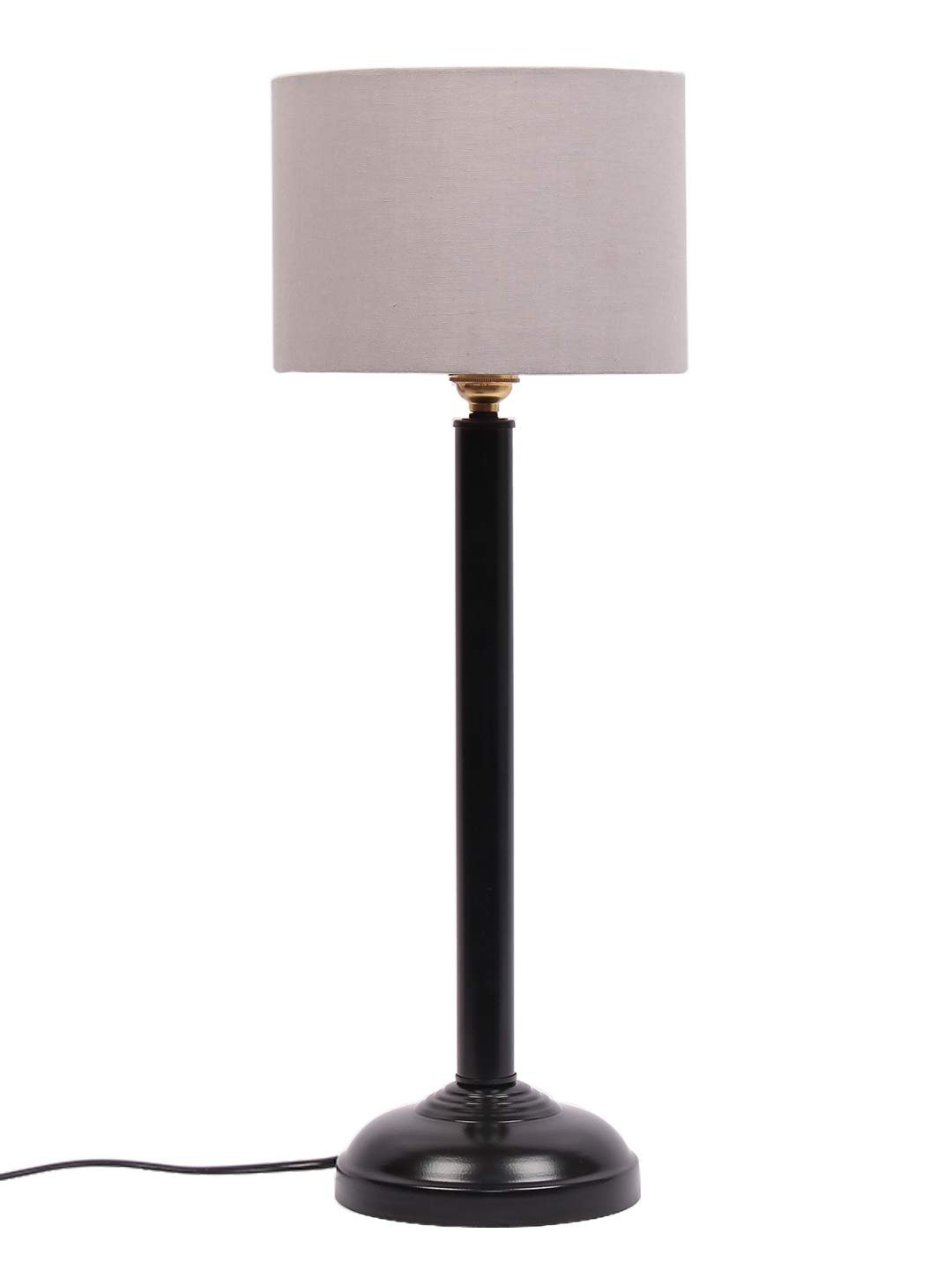 Grey Cotton Shade lamp with Black Base