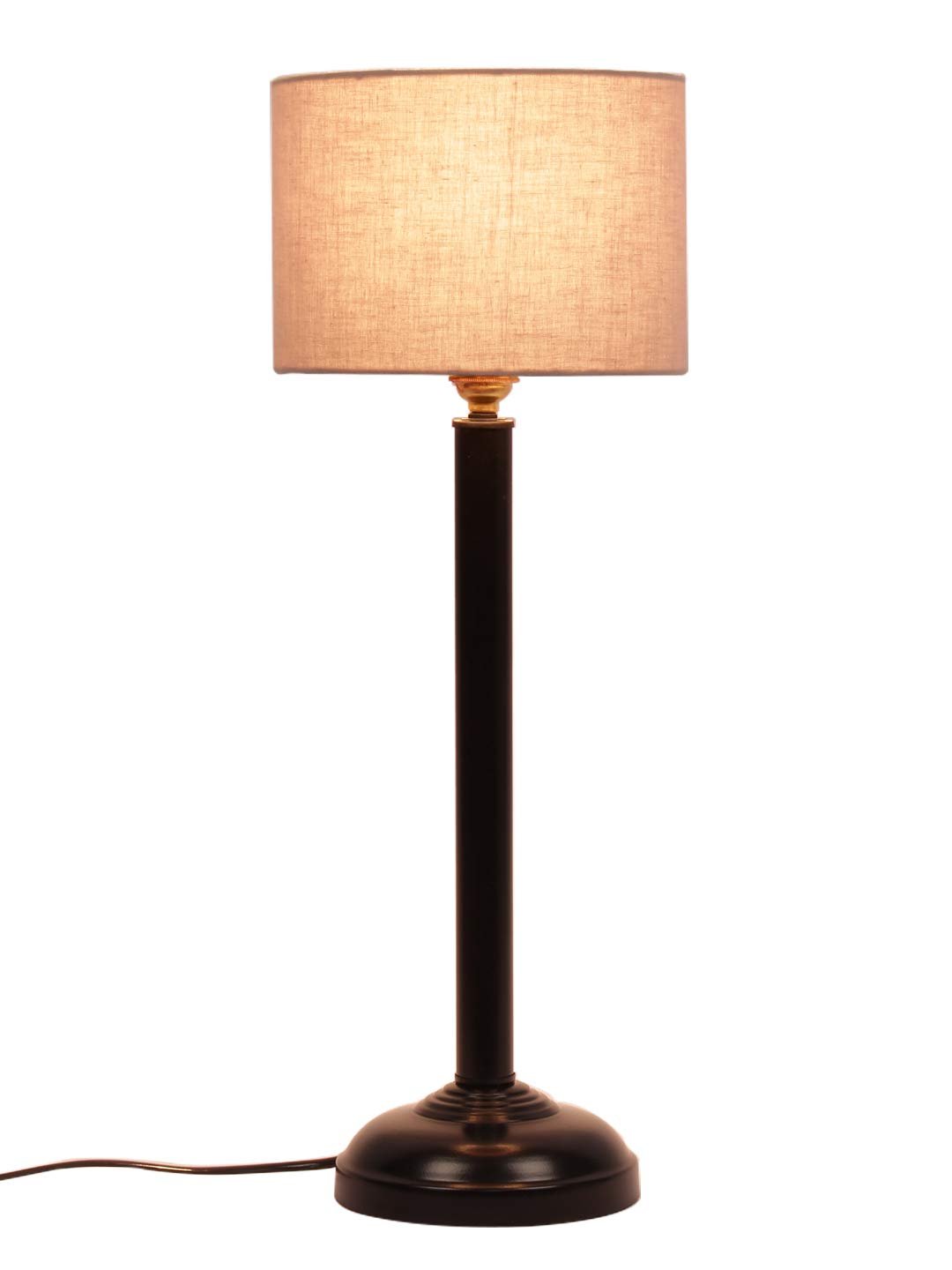 Grey Cotton Shade lamp with Black Base