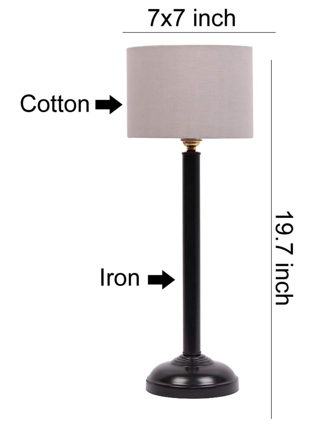 Grey Cotton Shade lamp with Black Base