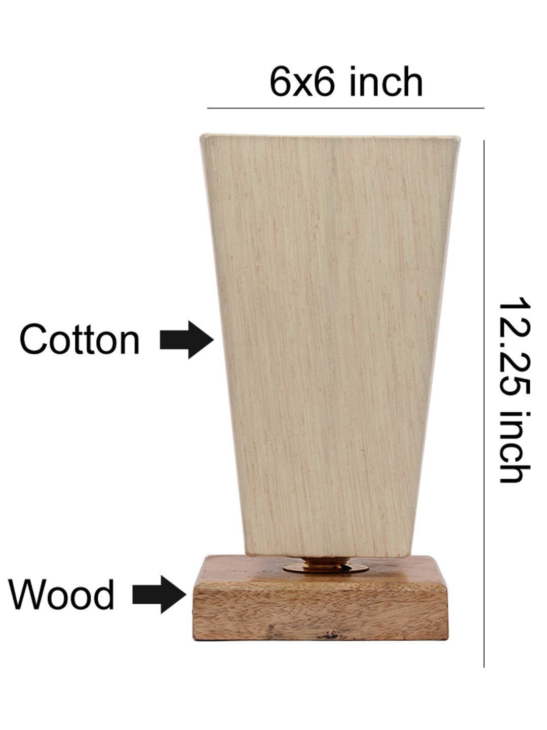 Off-White Pyramid Cotton Shade with Square Wood Base