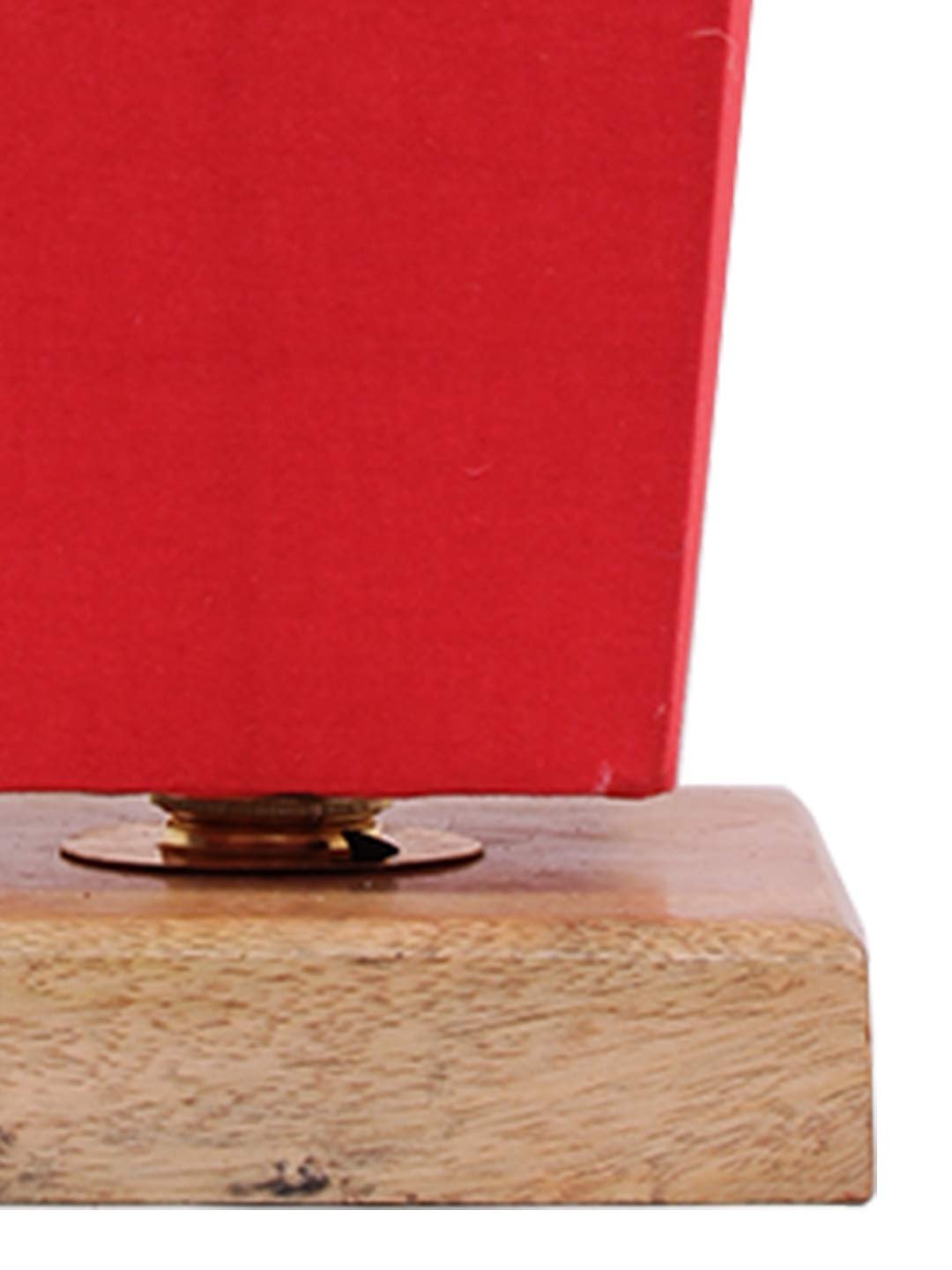 Red Pyramid Cotton Shade with Square Wood Base