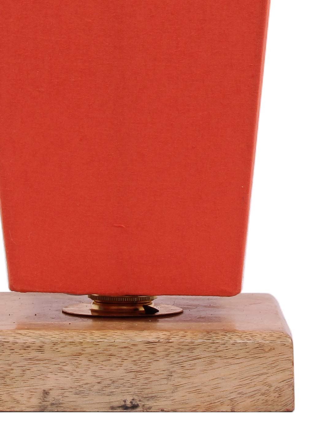 Orange Pyramid Cotton Shade with Square Wood Base