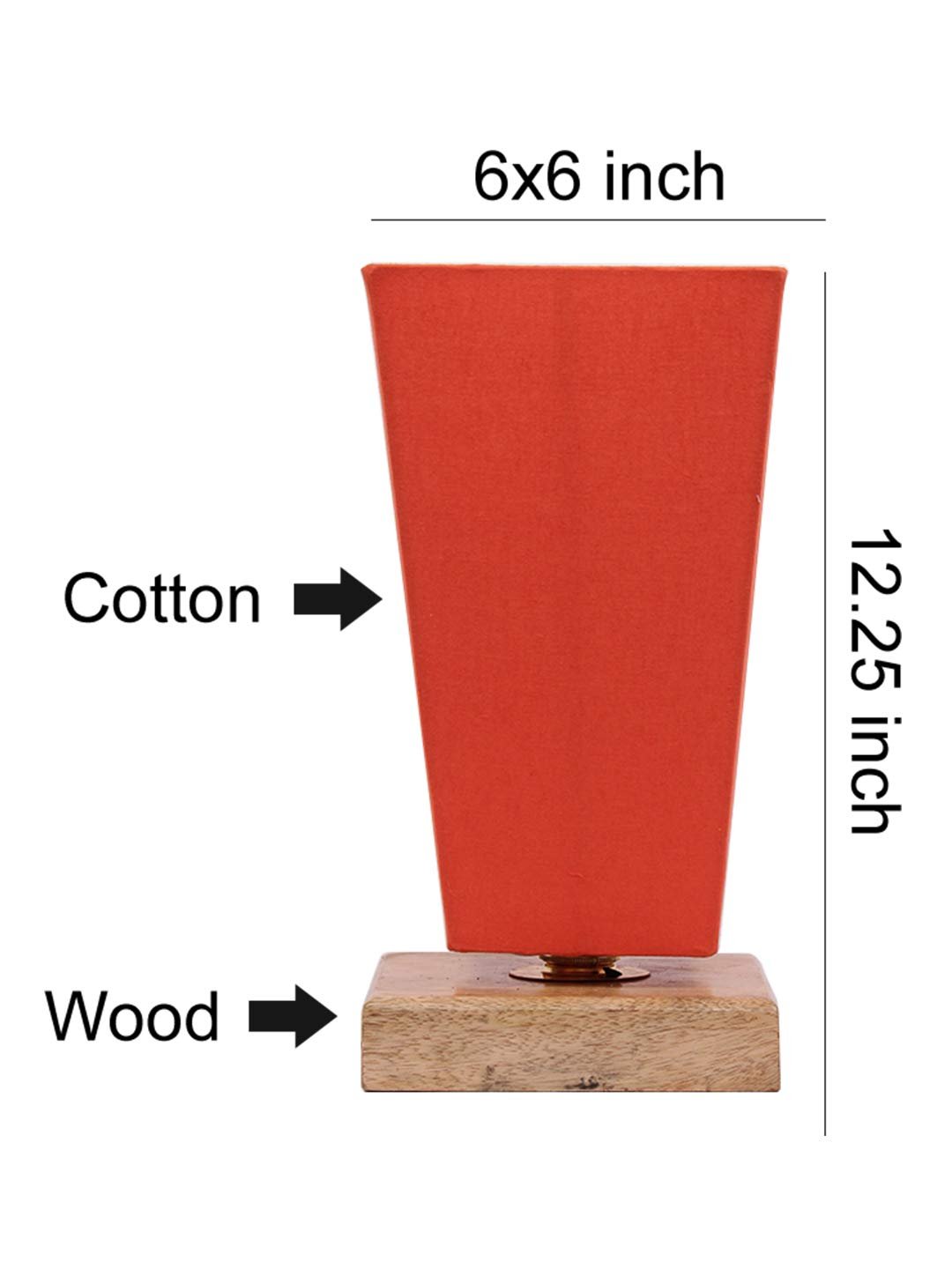 Orange Pyramid Cotton Shade with Square Wood Base