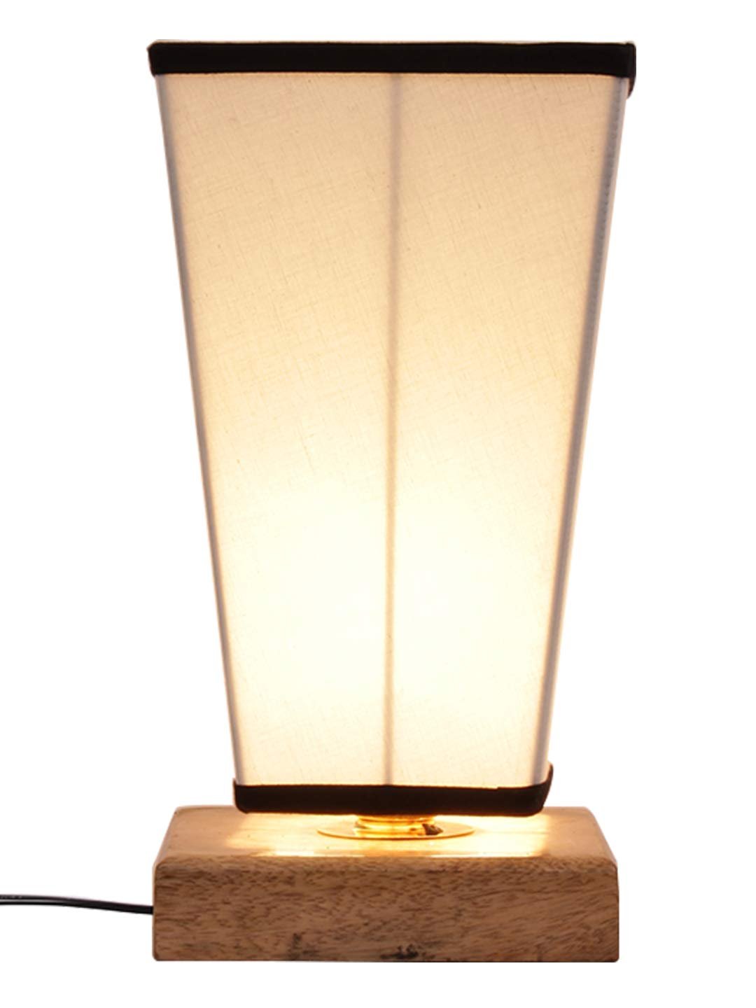 Multicolor Pyramid Cotton Shade with Square Wood Base