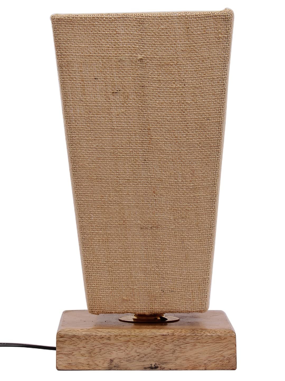Beige Pyramid Jute Shade with Square Wood Base