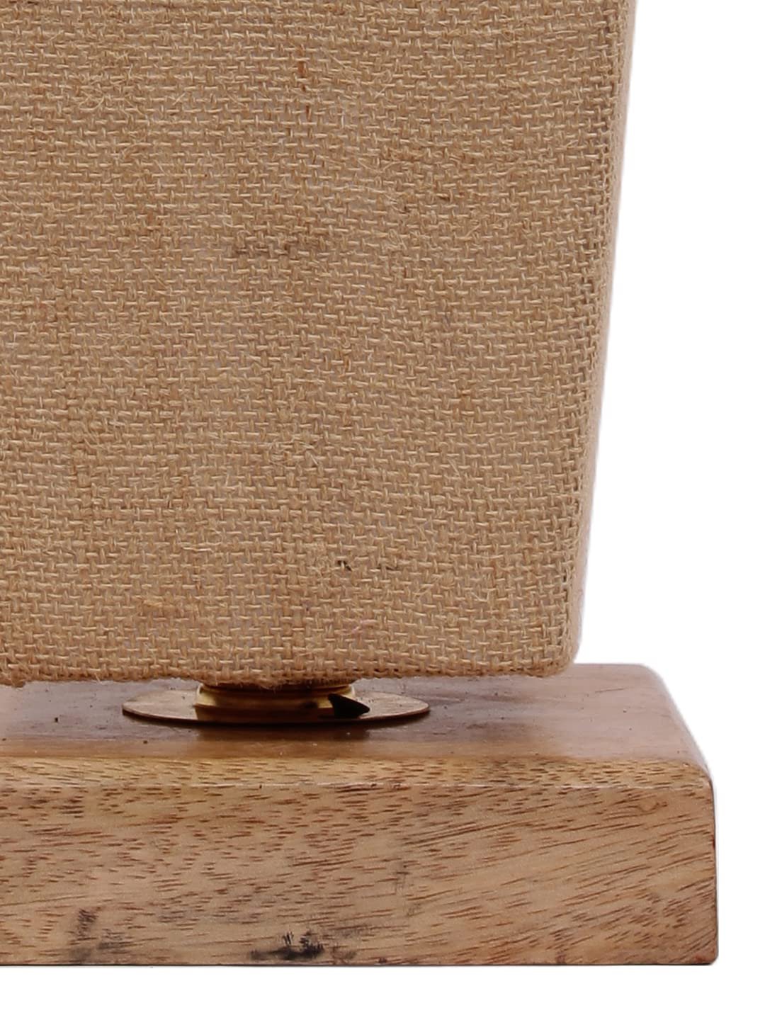 Beige Pyramid Jute Shade with Square Wood Base