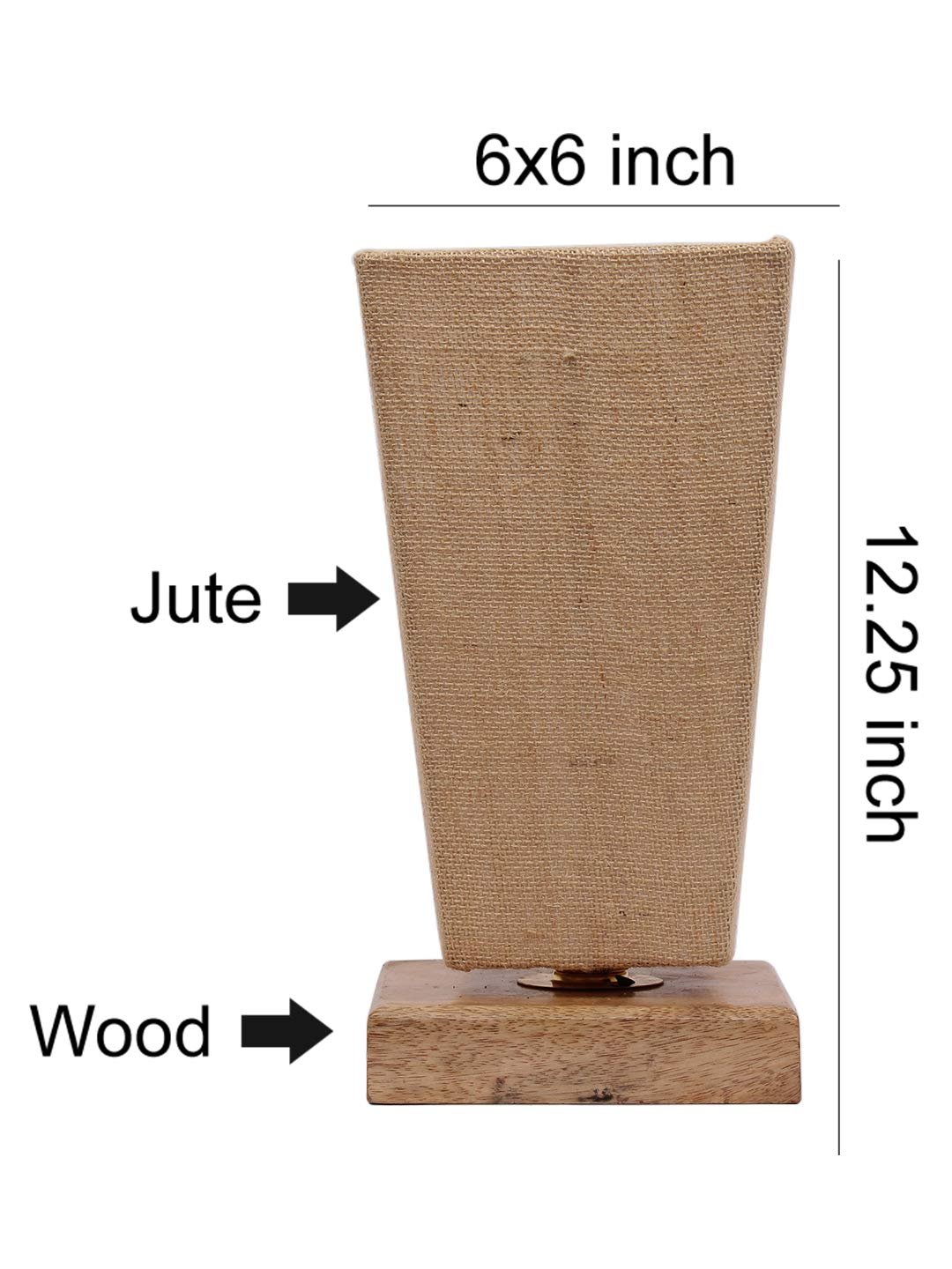 Beige Pyramid Jute Shade with Square Wood Base