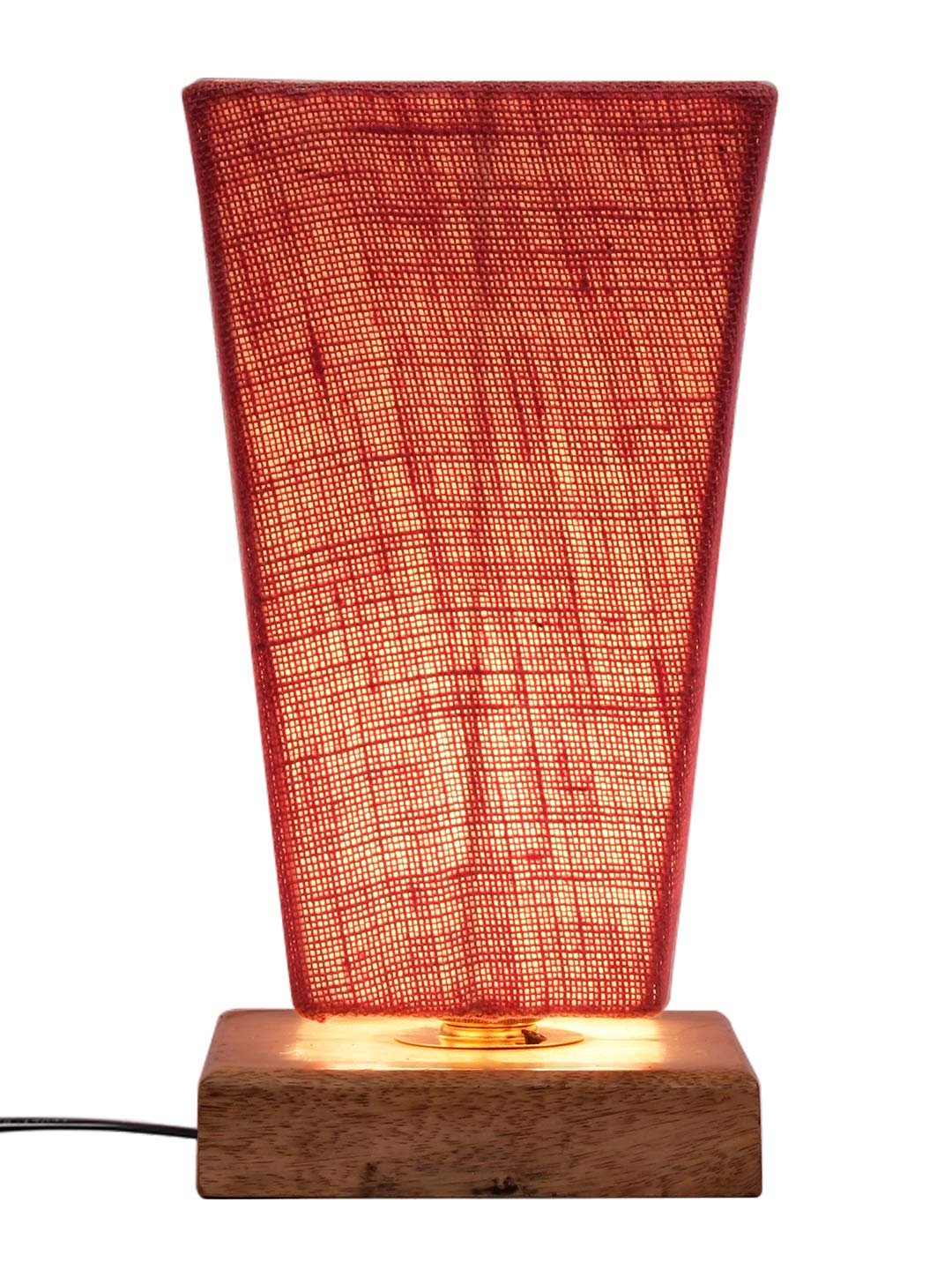 Pink Pyramid Jute Shade with Square Wood Base