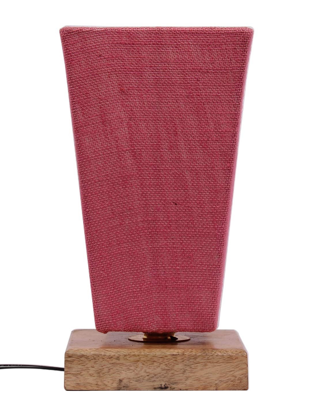 Pink Pyramid Jute Shade with Square Wood Base