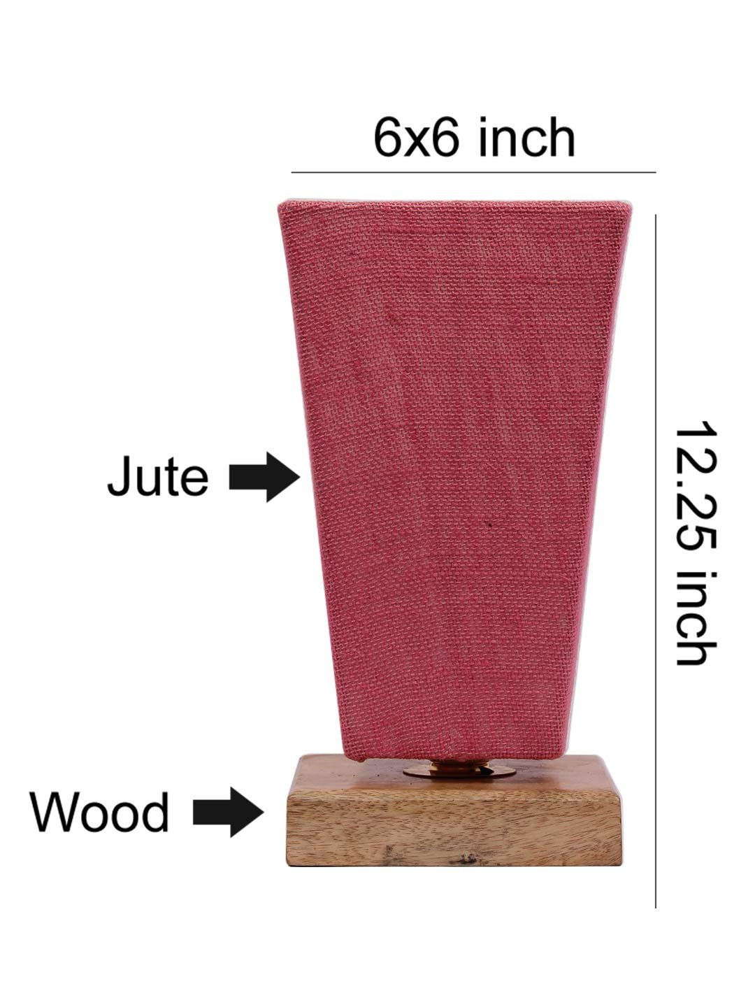 Pink Pyramid Jute Shade with Square Wood Base