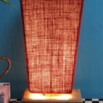 Maroon Pyramid Jute Shade with Square Wood Base