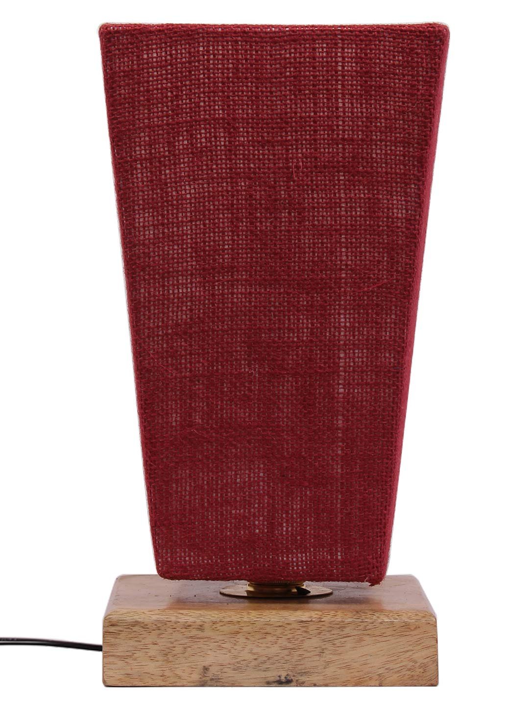 Maroon Pyramid Jute Shade with Square Wood Base