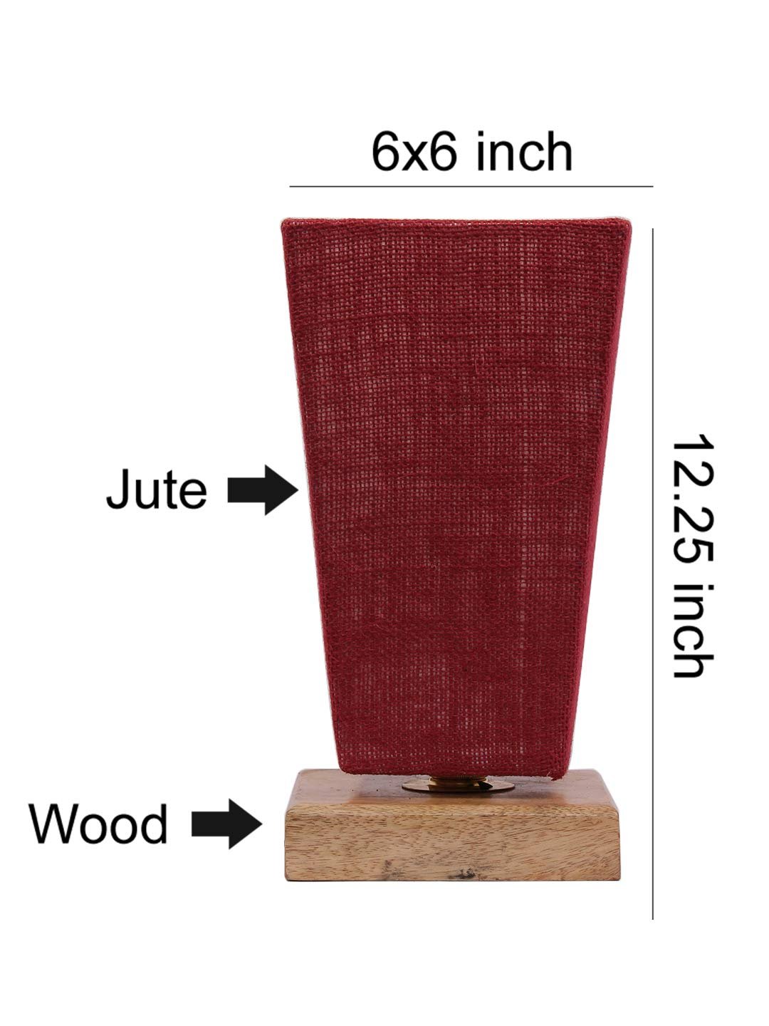 Maroon Pyramid Jute Shade with Square Wood Base